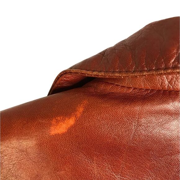 Danier Leather Jacket Womens Size 8-10 Caramel Brown Zip Front Satin Lined - Picture 4 of 9
